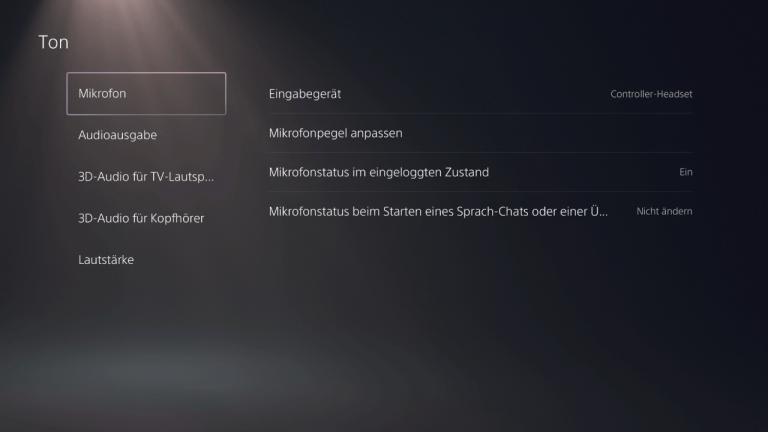 Toneinstellungen PS5